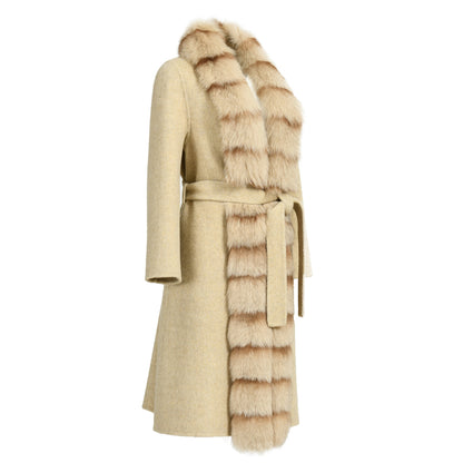 Double-faced Cashmere Coat With Long Real Fox Fur Collar