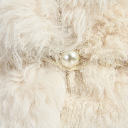 Winter Warm Thick Genuine Sheep Fur Coat Luxury Big Collar Women Cropped Real Sheep Fur Coat