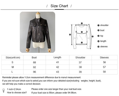 short Length Real Sheepskin Leather Jacket Motorcycle Jacket