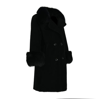 Warm Custom Long Sheep Teddy Coat With Real Fox Fur Collar And Cuffs Winter Women Warm Teddy Bear Coat