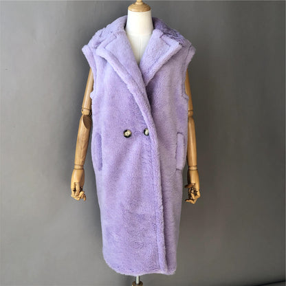 Jaxmonoy Sheep Shearling Coat Teddy Vest