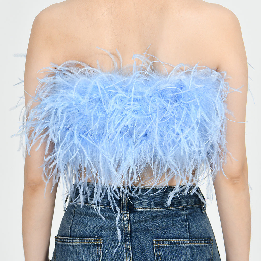 Ostrich Feather Crop Top