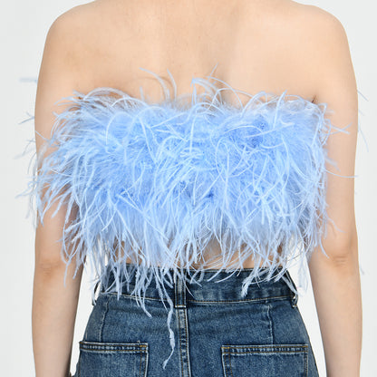 Ostrich Feather Crop Top