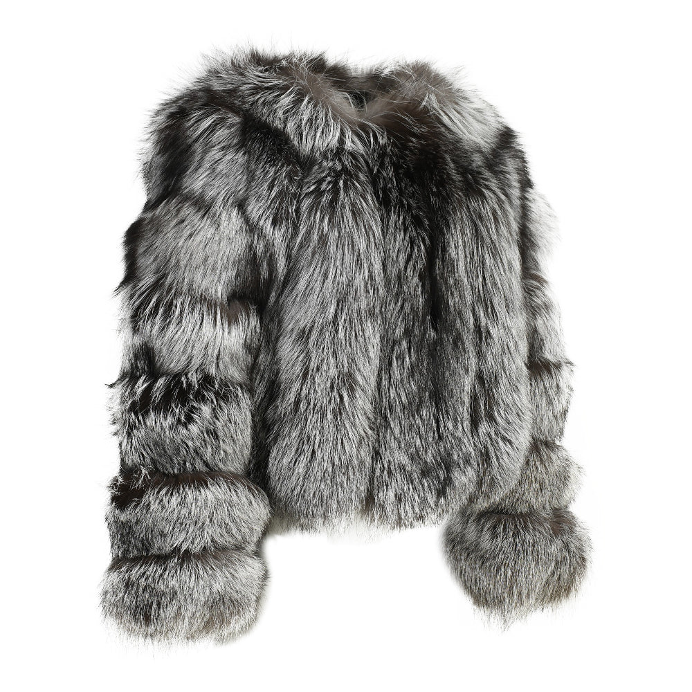 High Street Style For Women Natural Fur Luxury Crop Fluffy Real Fox Fur Coat