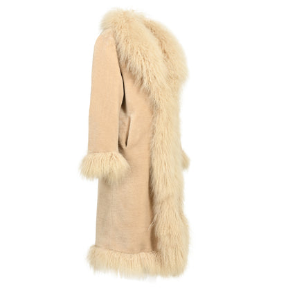 Female Teddy Coat With Mongolian Fur Custom Popular Real Lamb Wool