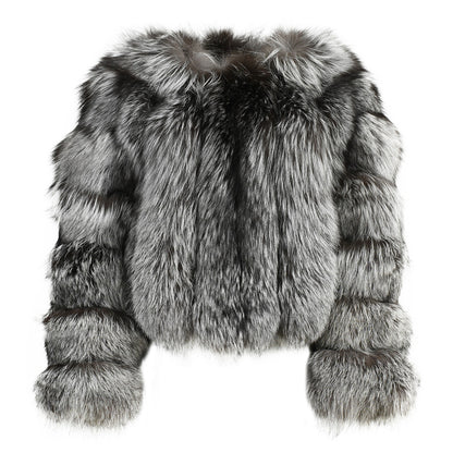 High Street Style For Women Natural Fur Luxury Crop Fluffy Real Fox Fur Coat