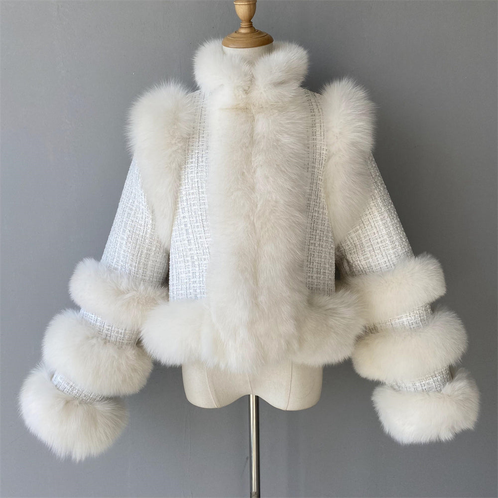 High Quality Double-sided Cashmere Coat With Real Fox Fur Trim