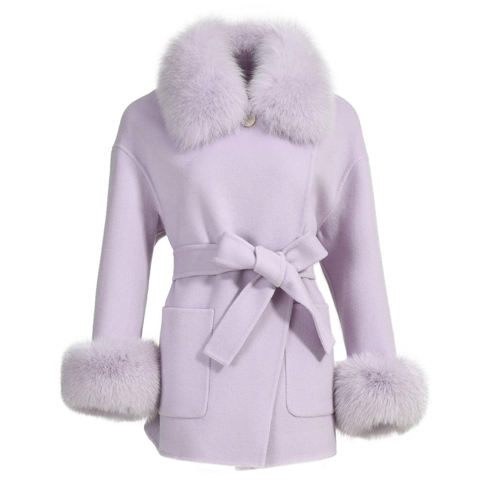 Regular Length Cashmere Coat With Real Fox Fur New Style Winter Double-faced Wool Coat Winter Women