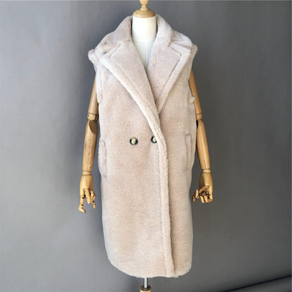 Jaxmonoy Sheep Shearling Coat Teddy Vest