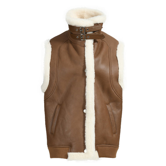 Winter Warm Regular Length Custom Shearling Gilet With Sheep Fur Fashion Women Genuine Shearling Vest