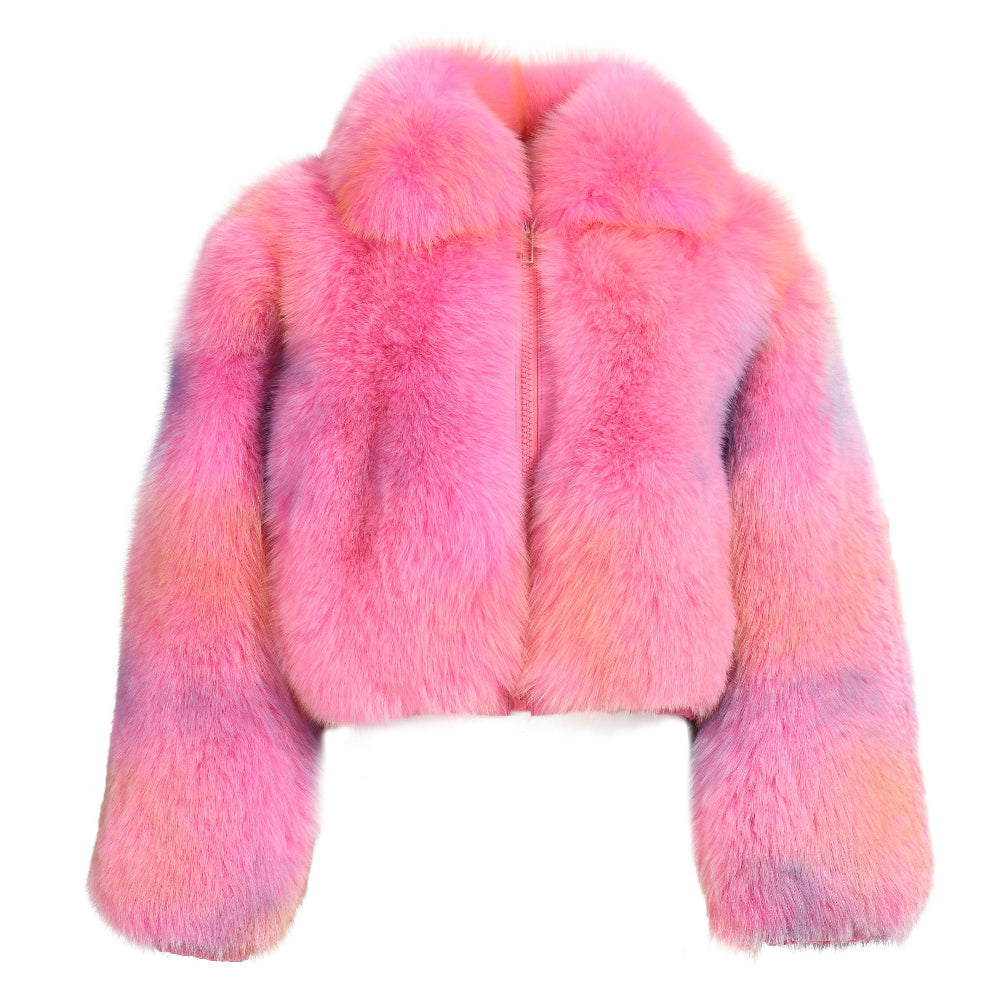 Real Fox Fur Coat Custom Color Zipper Design Winter 100% Fox Fur Coat For Women