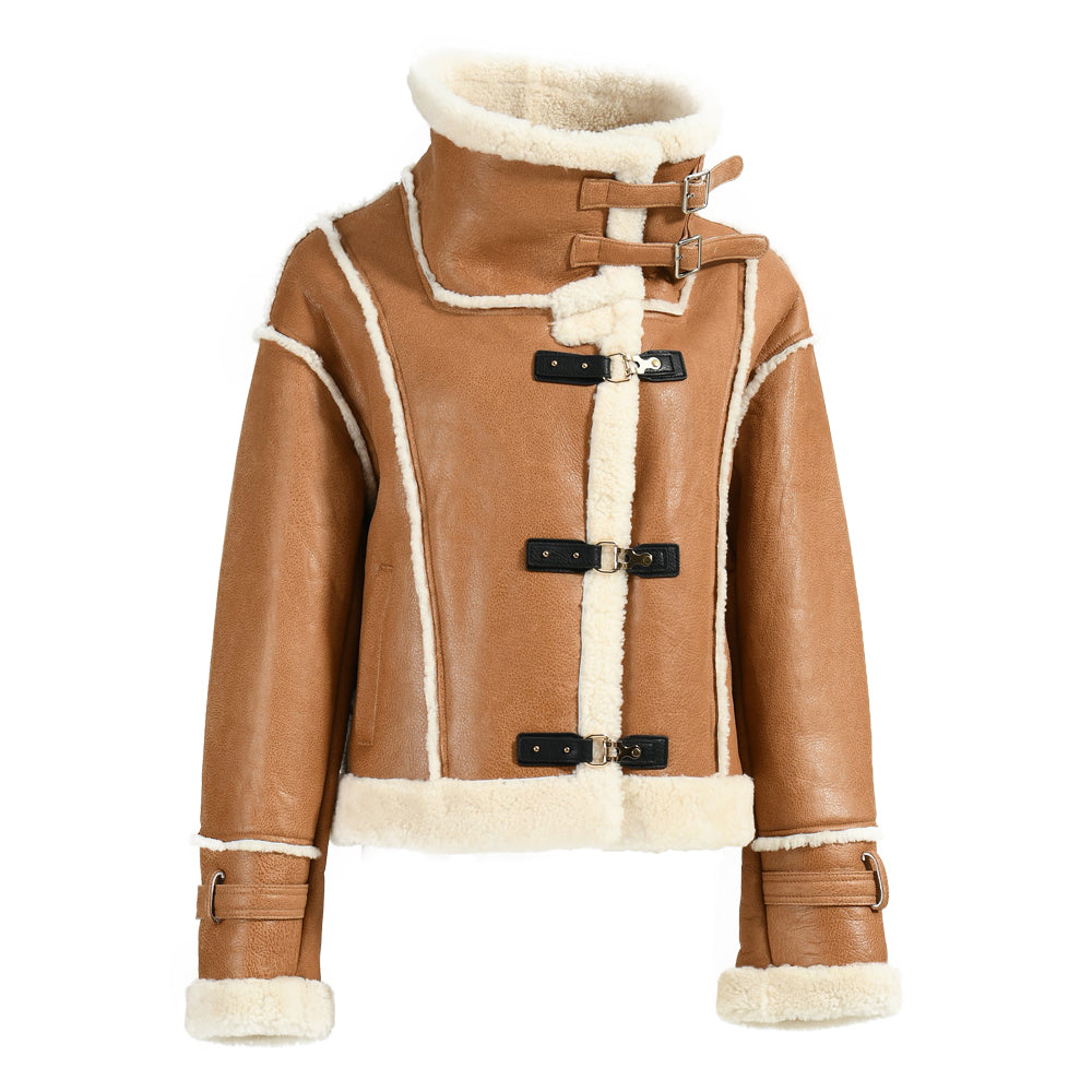 Warm Thick Regular Length Shearling Coat With Real Fur Wholesale Genuine Shealring Jacket Women Winter