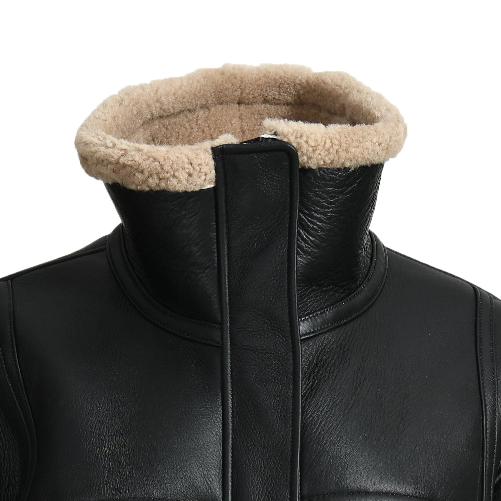 Winter Warm Thick Genuine Leather Jacket Turtle Neck Lamb Fur Jacket Women Fur Sheep Shearling Coat