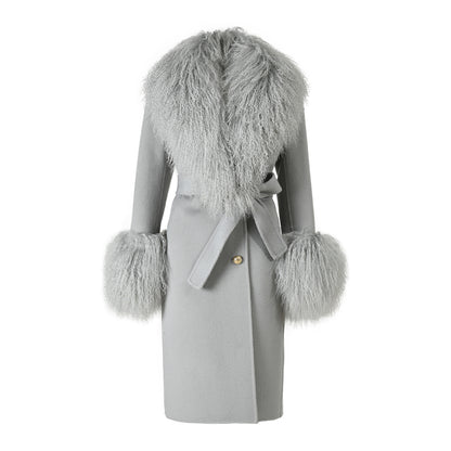 Handmade Double Face Cashmere Wool Coats Real Mongolian Belt Design