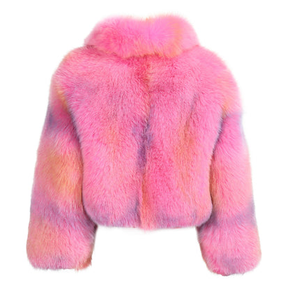 Real Fox Fur Coat Custom Color Zipper Design Winter 100% Fox Fur Coat For Women