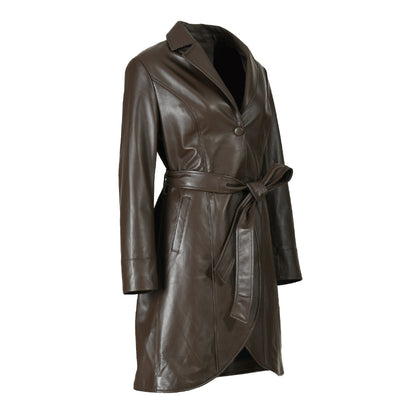 Custom Color Real Sheepskin Leather Coat With Belt 2023