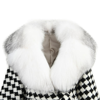 Double-faced Cashmere Coat With Real Luxury Fox Fur Collar Wool