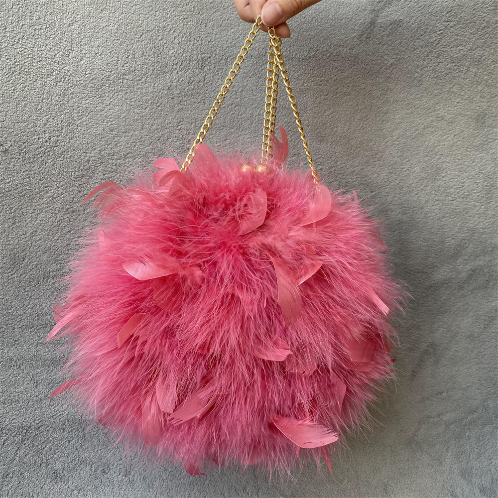 Natural Ostrich Feather Party Evening Clutch Bag Designer Luxury Wedding Dress Purses Women Handbag