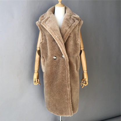 Jaxmonoy Sheep Shearling Coat Teddy Vest