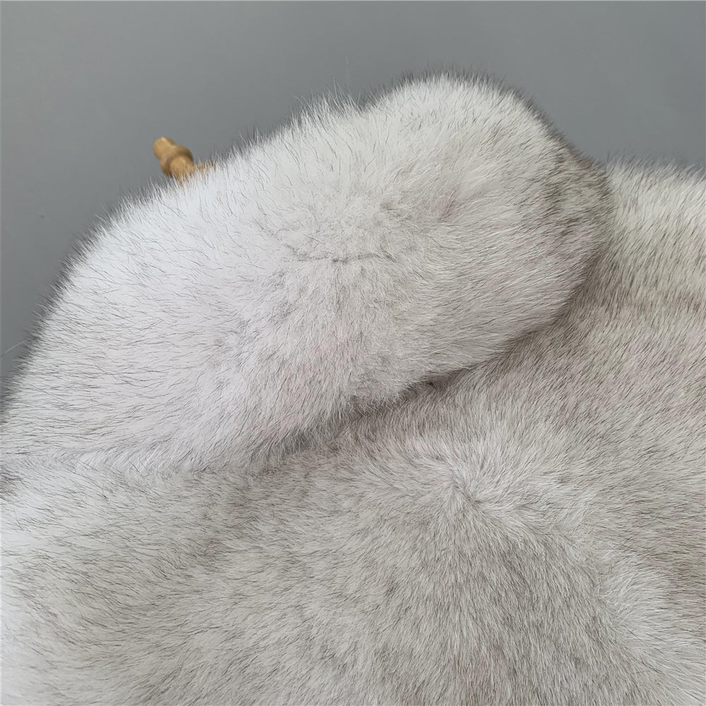 Jaxmonoy Elegant Real Fox Fur Coat With Big Fox Fur Collar