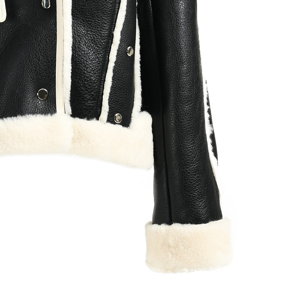 Real Shearling Coat With Fur Lining Custom Color Wholesale Winter Womens Genuine Shearling Fur Jacket