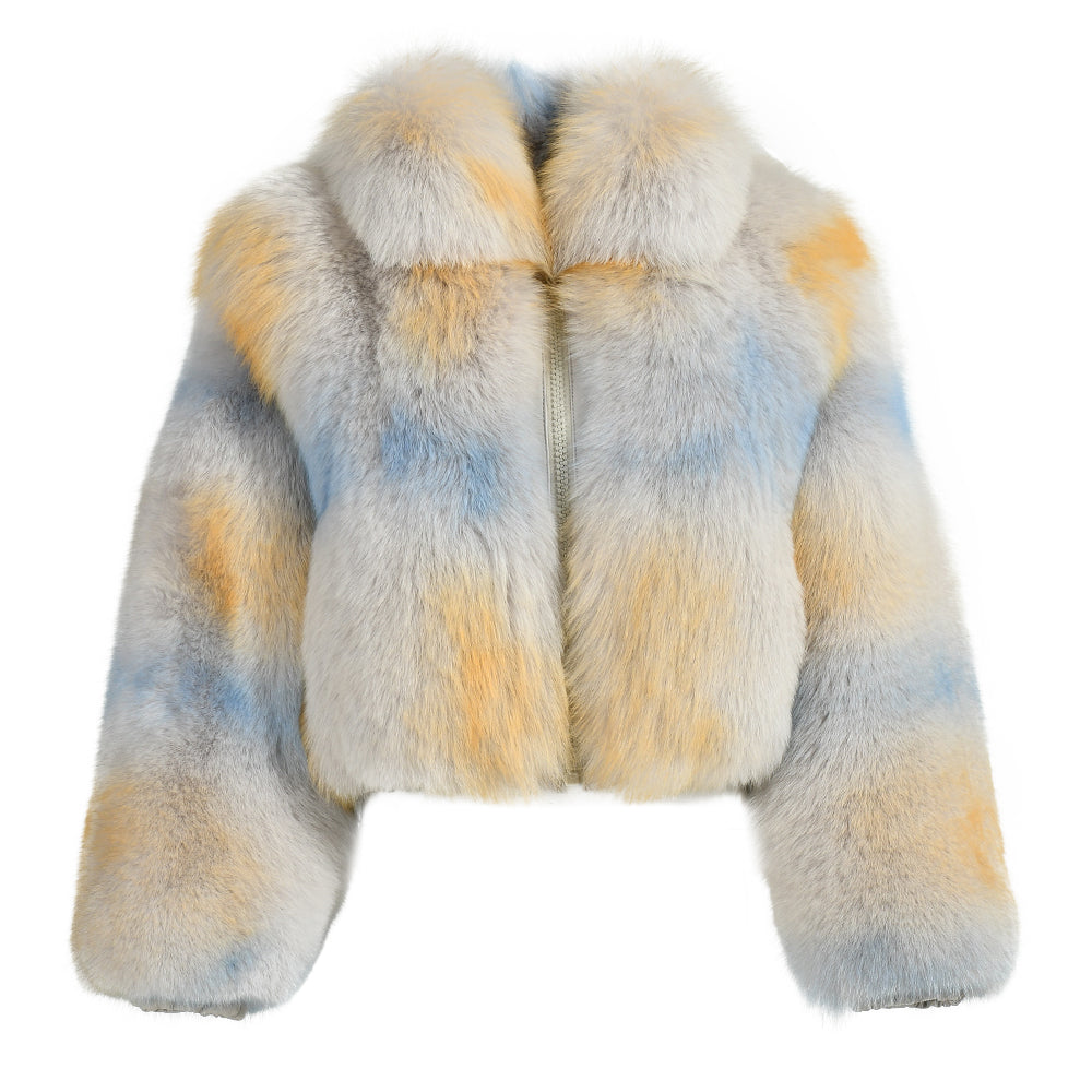 Real Fox Fur Coat Custom Color Zipper Design Winter 100% Fox Fur Coat For Women