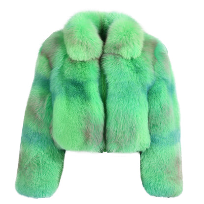 Real Fox Fur Coat Custom Color Zipper Design Winter 100% Fox Fur Coat For Women