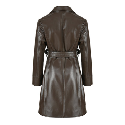 Custom Color Real Sheepskin Leather Coat With Belt 2023