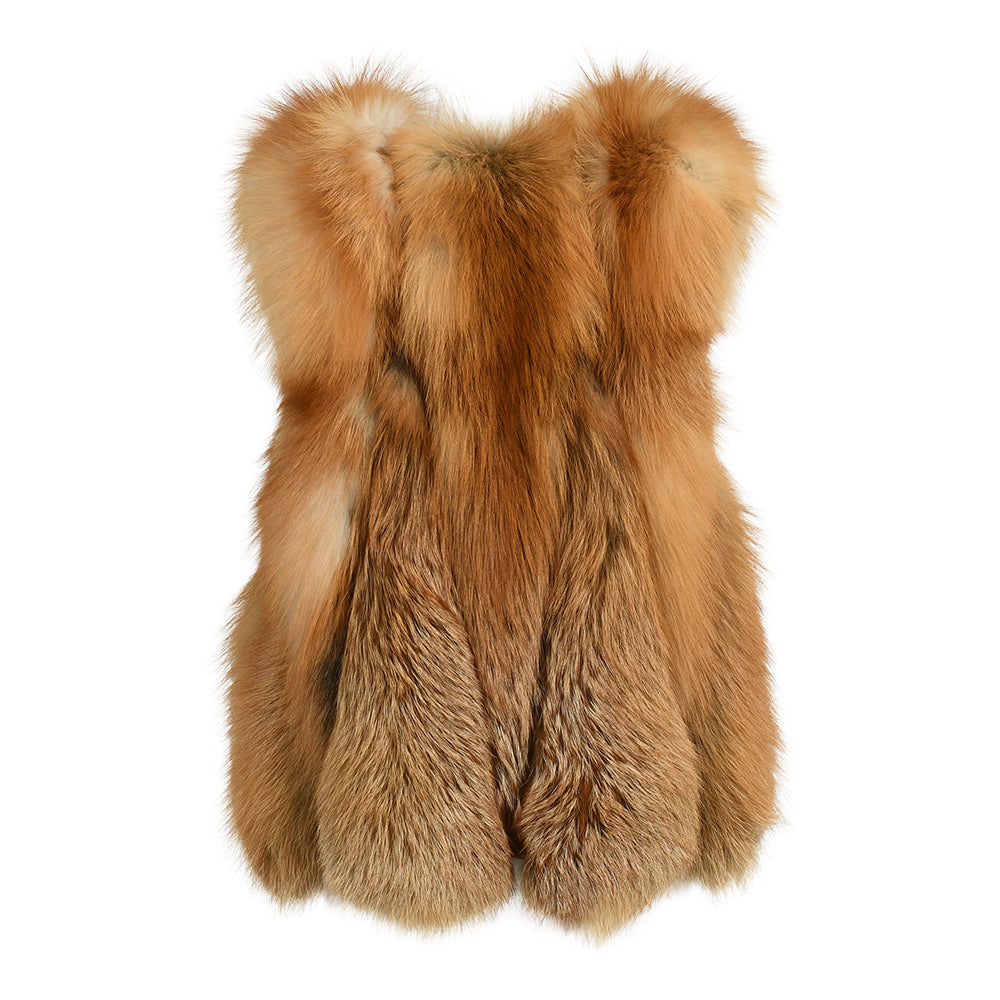 Elegant Ladies Colorful Genuine Fluffy Fox Fur Gilet Real Fur Vest