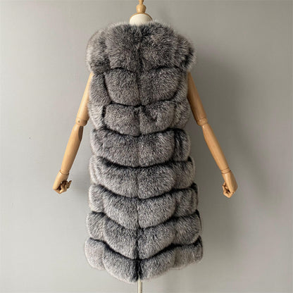 Thick Warm Custom Color Ladies Real Fluffy Fox Fur Vest Gilet Wholesale Winter Women Fur Vest 2022 Long