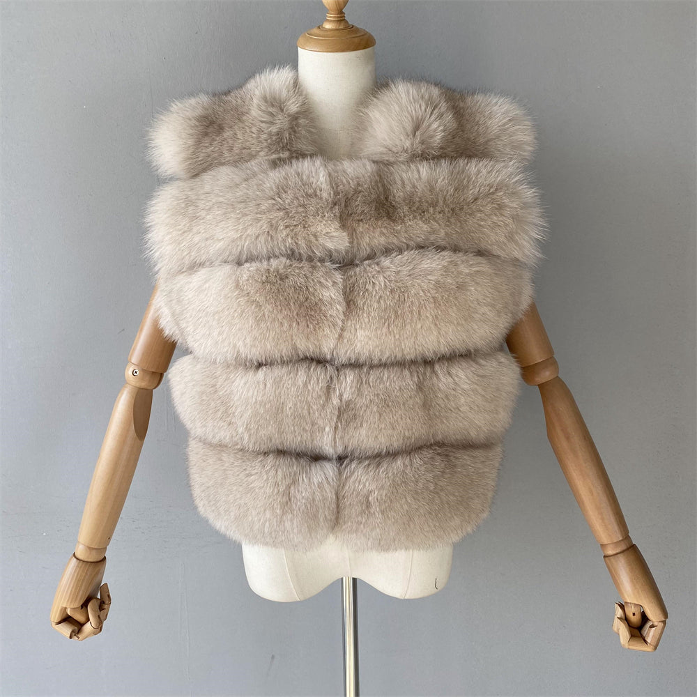 Ladies Custom Regular Length Detachable Fur Sleeves Wholesale Winter Custom Real Fox Fur Women