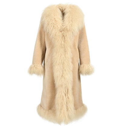 Female Teddy Coat With Mongolian Fur Custom Popular Real Lamb Wool