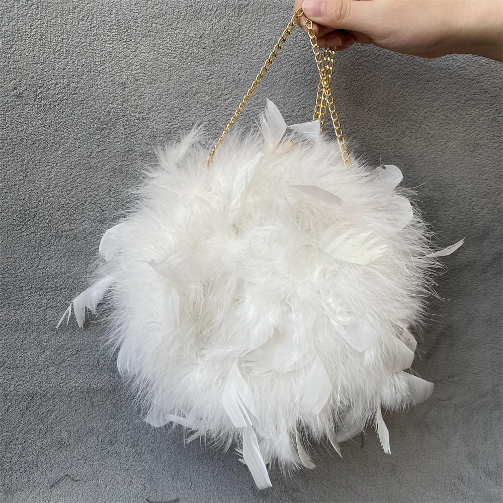 Natural Ostrich Feather Party Evening Clutch Bag Designer Luxury Wedding Dress Purses Women Handbag