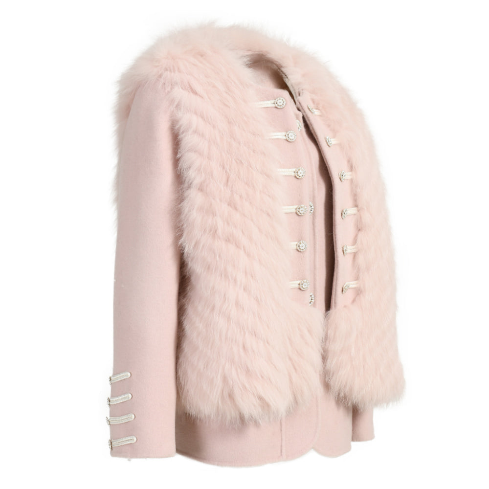 New Design Ladies Double-sided Cashmere Coat With Removable Real Fox Fur Custom Wholesale Winter Fashion Women Wool Coats