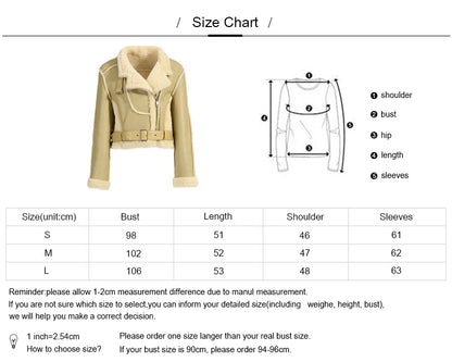 Turn-down Collar Belt Design Genuine Shearling Jacket With Sheep Fur Lining Winter Women Real Shearling Jacket