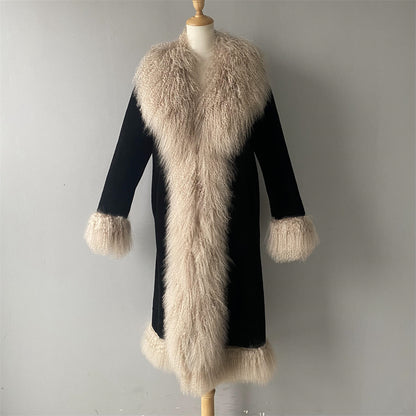 Female Teddy Coat With Mongolian Fur Custom Popular Real Lamb Wool