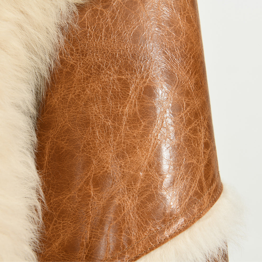 Cropped Sheepskin Leather Jacket With Real Sheep Fur Women