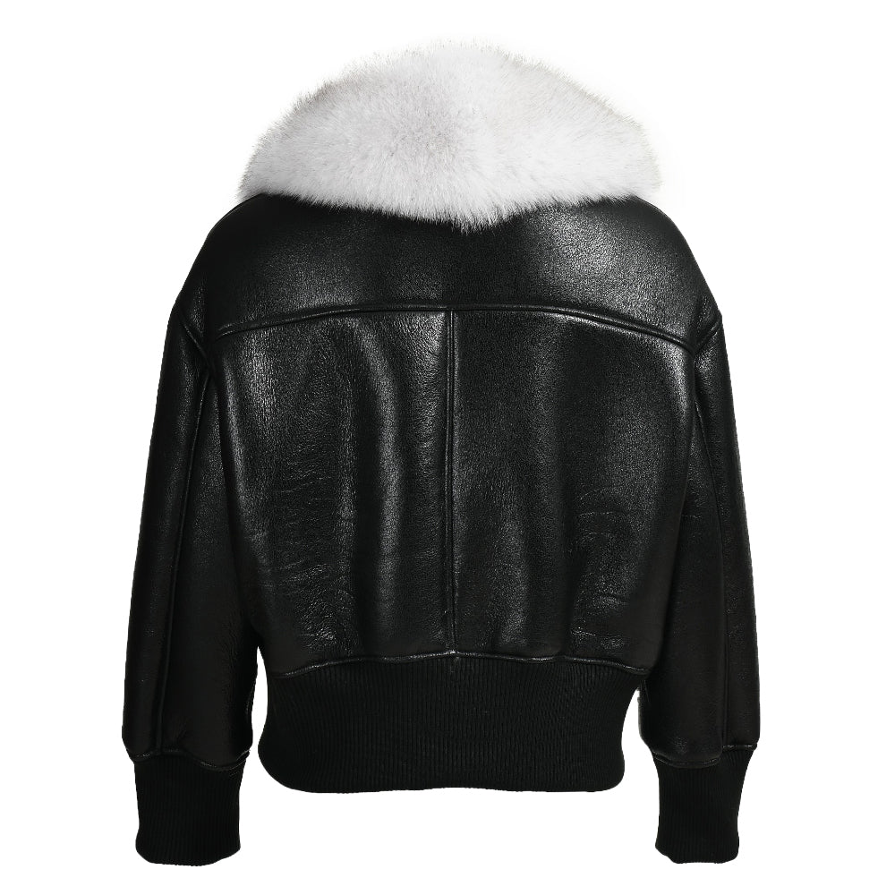 Genuine Leather Shearling Jacket With Fur Collar Winter Shearling coat