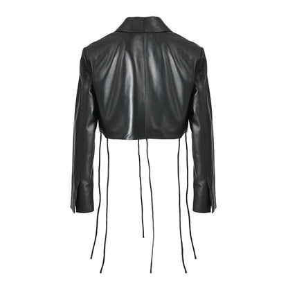 New Design Detachable Cropped Genuine Leather Jacket