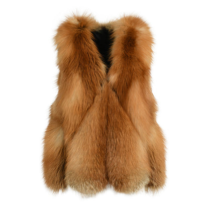 Elegant Ladies Colorful Genuine Fluffy Fox Fur Gilet Real Fur Vest