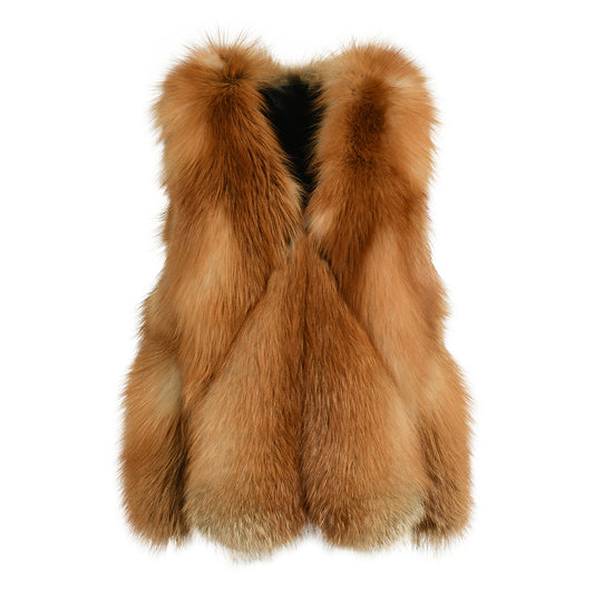 Elegant Ladies Colorful Genuine Fluffy Fox Fur Gilet Real Fur Vest