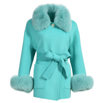 Regular Length Cashmere Coat With Real Fox Fur New Style Winter Double-faced Wool Coat Winter Women