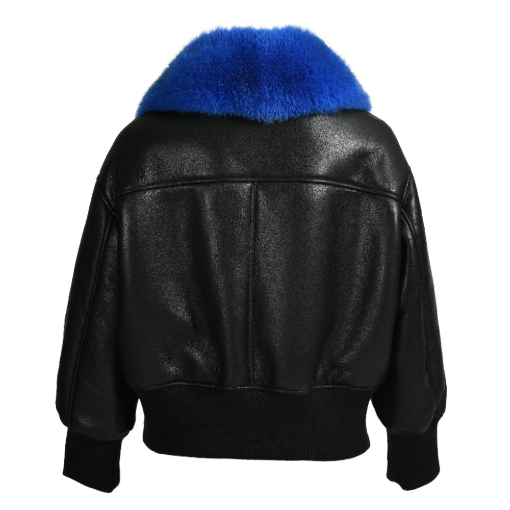 Genuine Leather Shearling Jacket With Fur Collar Winter Shearling coat