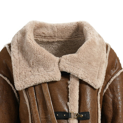 Warm Thick Regular Length Shearling Coat With Real Fur Wholesale Genuine Shealring Jacket Women Winter