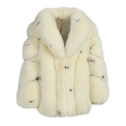 Fluffy Real Fox Fur Coat Luxury Fur Collar Wholesale Fur Lined Winter Coat