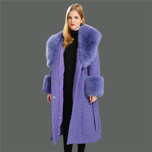 Jaxmonoy Popular Cashmere Coat With Real Fox Fur Collar And Cuffs