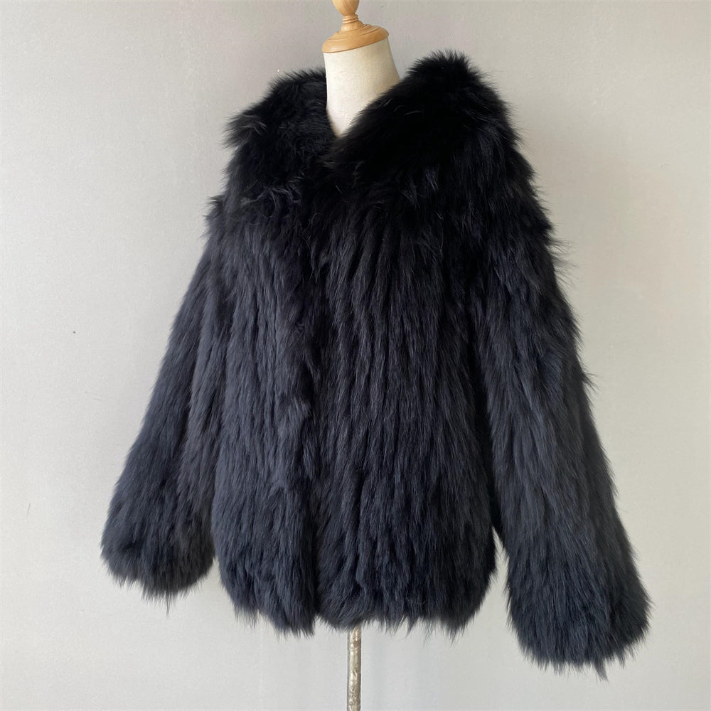 Ladies Regular Length Real Fox Fur Coat With Hood Design Winter Women Custom Fox Fur Coat