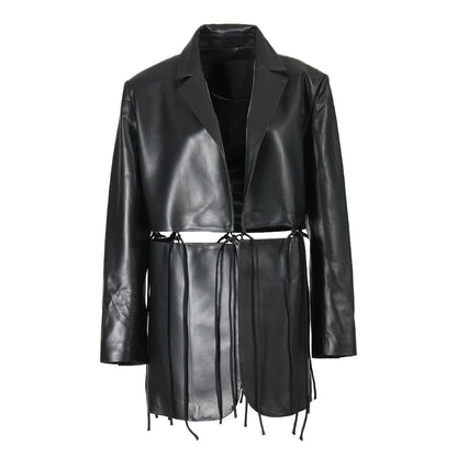 New Design Detachable Cropped Genuine Leather Jacket