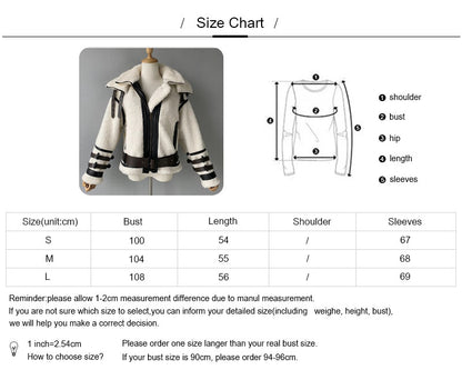 Thick Warm Genuine Sheepskin Shearling Jacket With Real Leather Belt Fashion Women Teddy Bear Shearling Sheep Coat