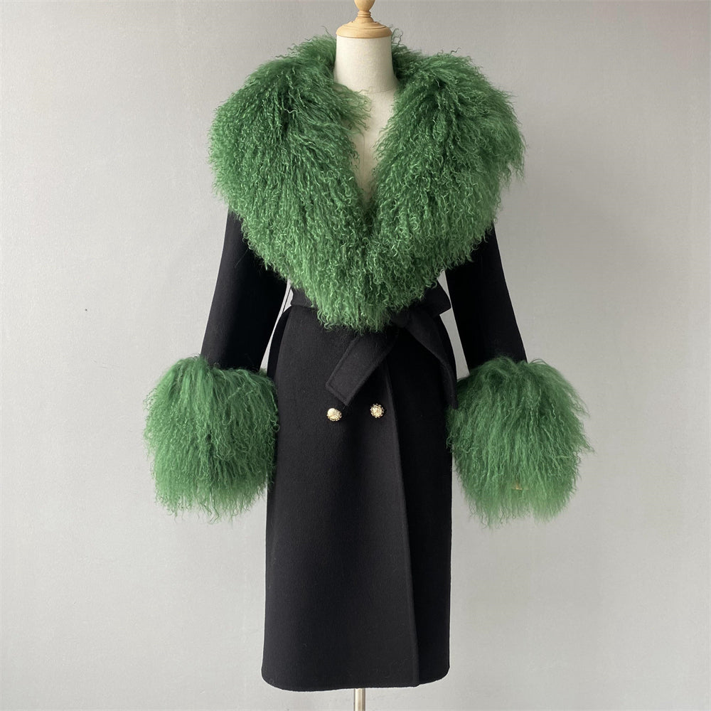 Handmade Double Face Cashmere Wool Coats Real Mongolian Belt Design